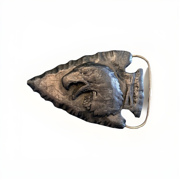 Siskiyou Other - SISKIYOU Buckle Co 1991 Western Arrowhead Eagle Metal Pewter Belt Buckle USA